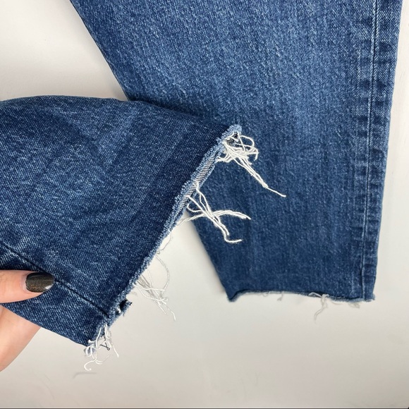 Levi’s Premium Wedgie Straight Jeans Blue Raw Hem Button Fly Sz 27 Dark Wash - Picture 6 of 13